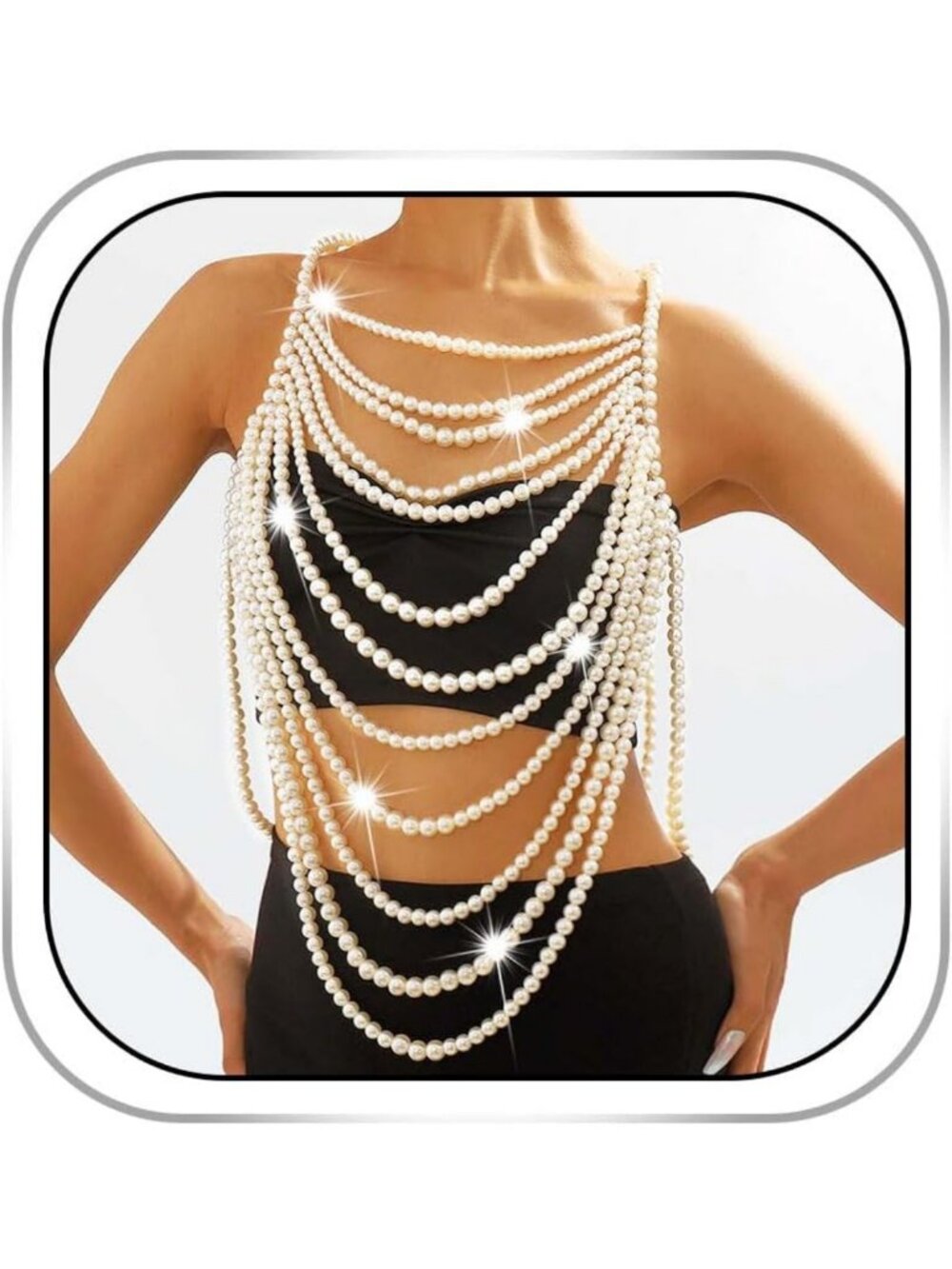 Elegant Pearl Body Chain Necklace - Women's Shoulder Jewelry for Weddings